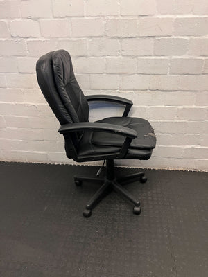 Black Leather Office Chair with Minor Wear and Tear