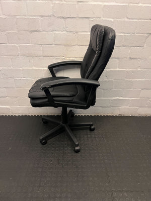 Black Leather Office Chair with Minor Wear and Tear