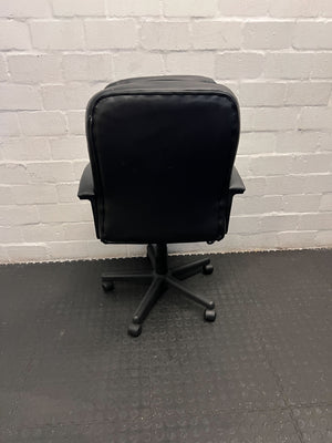 Black Leather Office Chair with Minor Wear and Tear