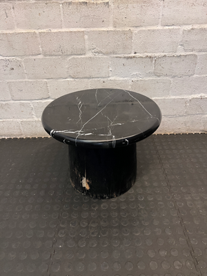 Black Marble Top Side Table - Visible Wear to Base - 2ndhandwarehouse.com