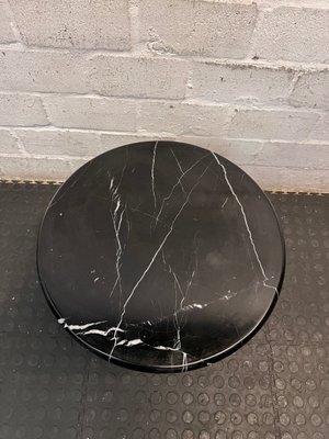 Black Marble Top Side Table - Visible Wear to Base - 2ndhandwarehouse.com