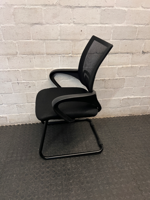 Black Mesh Back Office Chair with Curved Armrests — Good Working Order