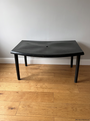 Black Plastic Outdoor Table - Bowed/Well Used Condition - 2ndhandwarehouse.com
