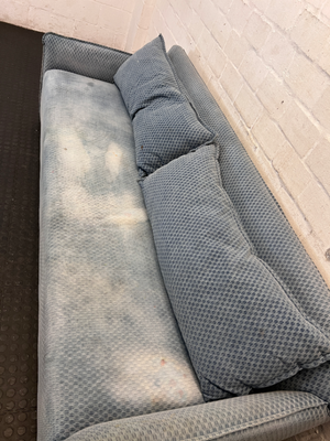 Blue Fabric 3-Seater Couch - Significant Staining on Seat - 2ndhandwarehouse.com
