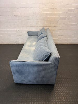 Blue Fabric 3-Seater Couch - Significant Staining on Seat - 2ndhandwarehouse.com