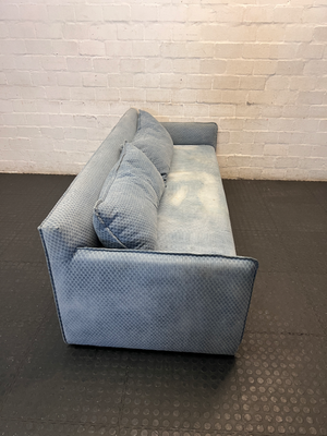 Blue Fabric 3-Seater Couch - Significant Staining on Seat - 2ndhandwarehouse.com