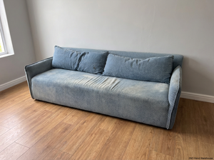 Blue Fabric 3-Seater Couch - Significant Staining on Seat - 2ndhandwarehouse.com