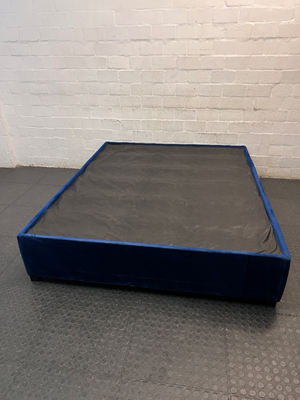 Blue Upholstered King Size Bed Base — Good Working Order
