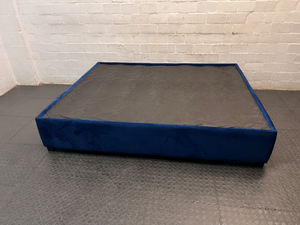 Blue Upholstered King Size Bed Base — Good Working Order
