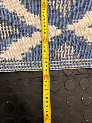 Blue & White Diamond Geometric Indoor/Outdoor Woven Rug - 2ndhandwarehouse.com
