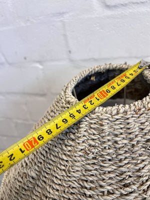 Bohemian Woven Table Lamp with Natural Finish & Minor Wear