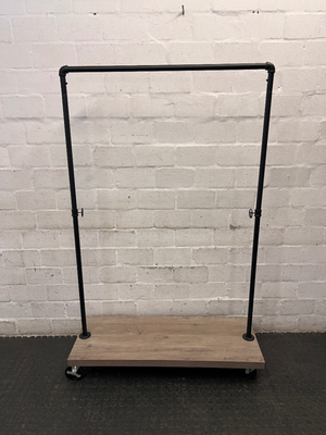 Bragg Portland Rolling Clothing Rack with Wooden Base — Very Good Condition
