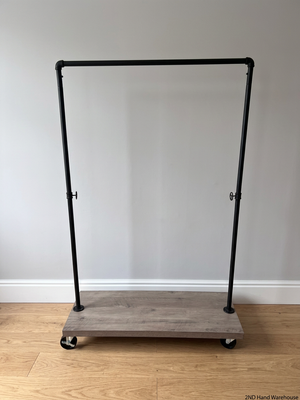 Bragg Portland Rolling Clothing Rack with Wooden Base — Very Good Condition