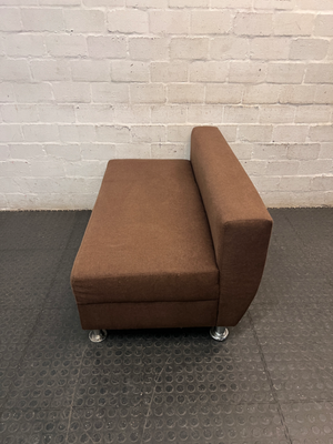 Brown Armless 2 Seater Couch with Metallic Legs — Good Condition with Minimal Wear