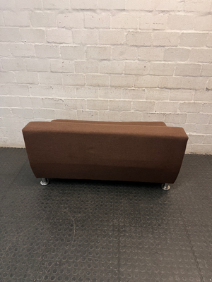 Brown Armless 2 Seater Couch with Metallic Legs — Good Condition with Minimal Wear