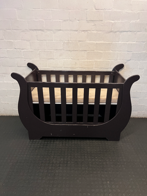 Brown Sleigh Cot - Pre-loved with Minor Scuffs - 2ndhandwarehouse.com