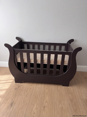 Brown Sleigh Cot - Pre-loved with Minor Scuffs - 2ndhandwarehouse.com