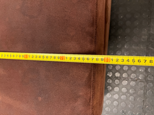 Brown Suede-Style Upholstered Ottoman — Good Condition with Mild Wear