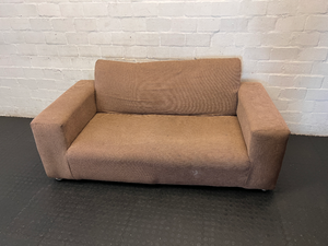 Brown Textured 2-Seater Couch - Fair Condition (Visible Wear) - 2ndhandwarehouse.com