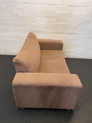 Brown Textured 2-Seater Couch - Fair Condition (Visible Wear) - 2ndhandwarehouse.com