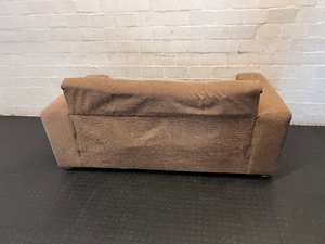 Brown Textured 2-Seater Couch - Fair Condition (Visible Wear) - 2ndhandwarehouse.com