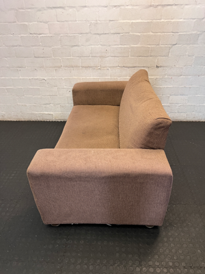 Brown Textured 2-Seater Couch - Fair Condition (Visible Wear) - 2ndhandwarehouse.com