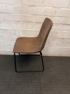 Brown Textured Upholstered Dining Chair with Metal Base — Fair Condition with General Wear