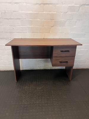 Brown Wood Two-Drawer Office Desk - Like New Condition - 2ndhandwarehouse.com