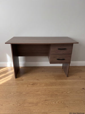 Brown Wood Two-Drawer Office Desk - Like New Condition - 2ndhandwarehouse.com