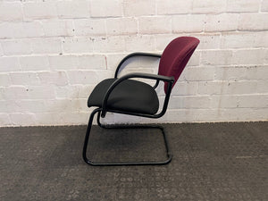 Burgandy and Black Visitors Armchair - PRICE DROP
