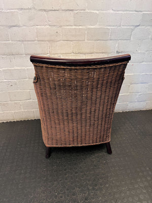 Charming Rattan & Wood Accent Armchair with Cushion - 2ndhandwarehouse.com