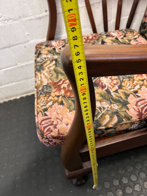 Charming Vintage Floral Armchair with Wooden Frame - REDUCED