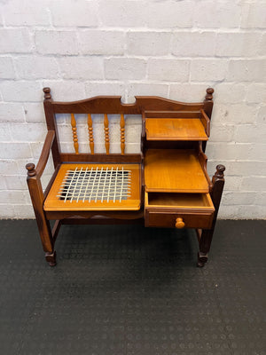 Charming Vintage Mahogany Bench with Storage, Minor Wear