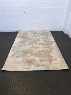Chic Abstract Distressed Area Rug - Beige, Blue & Gold