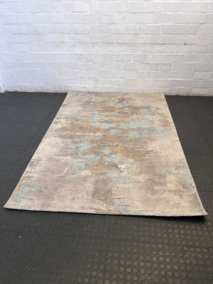 Chic Abstract Distressed Area Rug - Beige, Blue & Gold