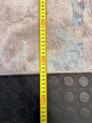 Chic Abstract Distressed Area Rug - Beige, Blue & Gold