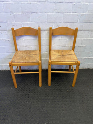 Chic Natural Wood Dining Chair with Woven Seat - Minor Wear - PRICE DROP has damage - 2ndhandwarehouse.com
