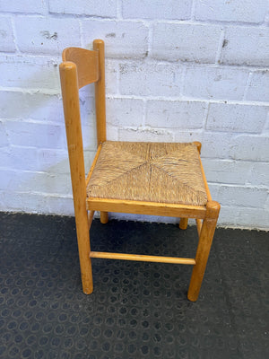 Chic Natural Wood Dining Chair with Woven Seat - Minor Wear - PRICE DROP has damage - 2ndhandwarehouse.com