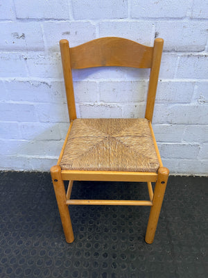 Chic Natural Wood Dining Chair with Woven Seat - Minor Wear - PRICE DROP has damage - 2ndhandwarehouse.com