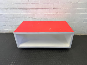 Chic Red and White Coffee Table with Minimal Wear