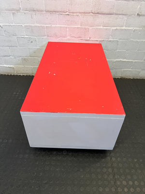 Chic Red and White Coffee Table with Minimal Wear