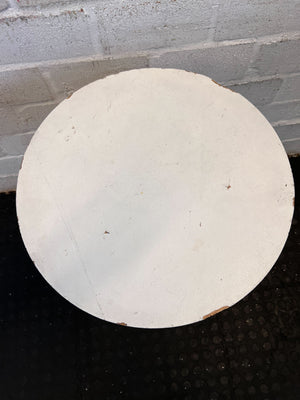 Chic Vintage Round White Side Table with Wooden Legs