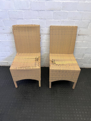 Chic Woven Rattan Dining Chair - Light Brown - Heavy Wear