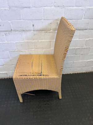 Chic Woven Rattan Dining Chair - Light Brown - Heavy Wear