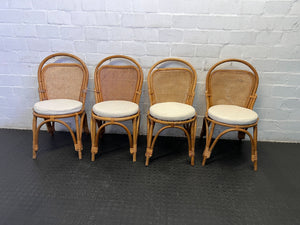 Chic Rattan Dining Chair with Cream Cushion β Vintage Style - PRICE DROP - 2ndhandwarehouse.com