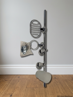 Chrome Finish Wall Mounted Bathroom Rail with Accessories
