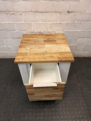 Cielo White Wood Side Table with Timber Top