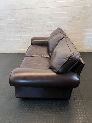 Classic Brown Leather 2-Seater Sofa - Timeless Comfort