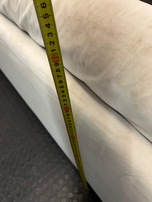 Classic Cream 2 Seater Couch with Low Profile Frame — Well Used Condition
