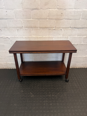 Classic Dark Wood Service Trolley with Castors — Fair Used Condition - 2ndhandwarehouse.com
